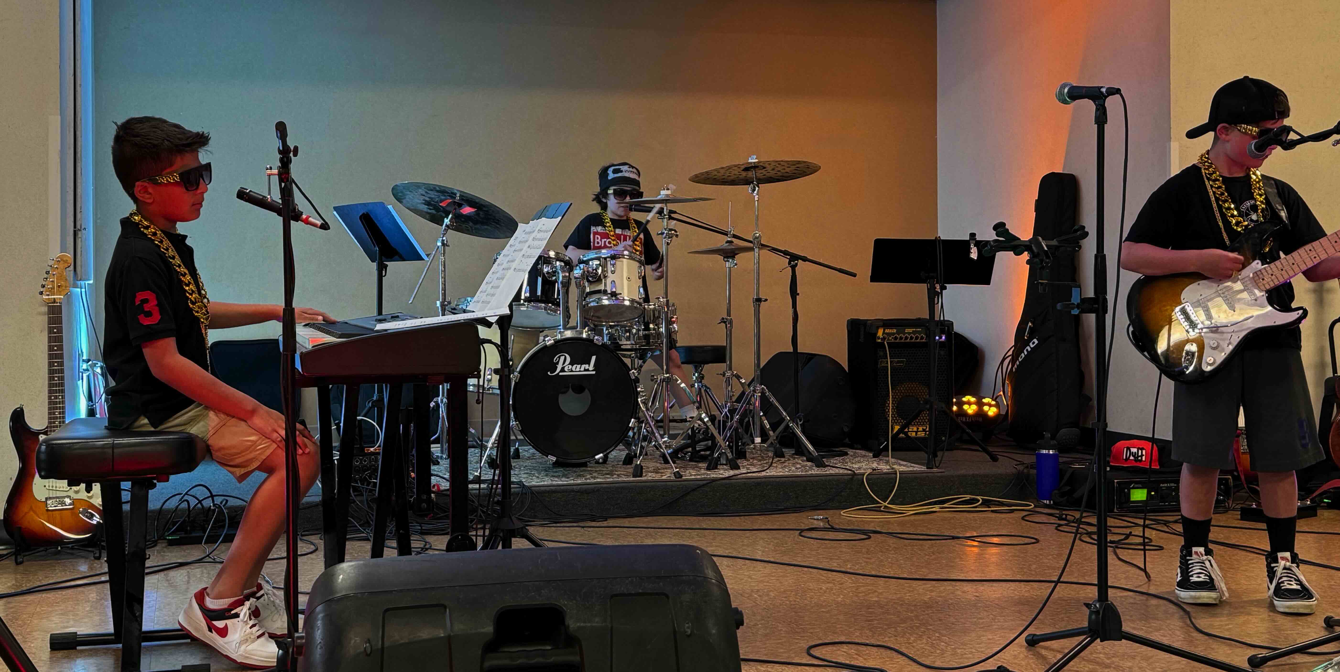 Students performing live at the annual showcase