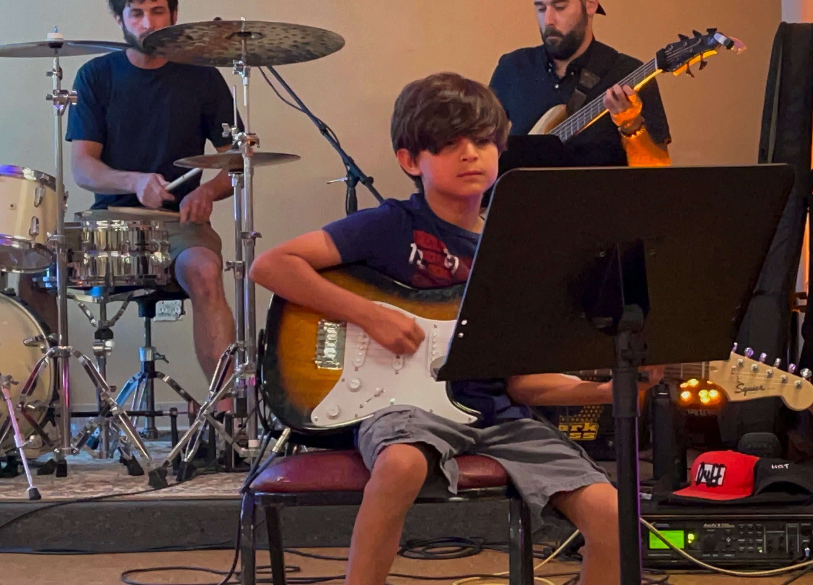 Band playing together during the student showcase